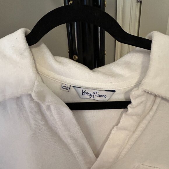 Kenny Flower Casa Blanca Terry Polo Mens Shirt White - Picture 3 of 4